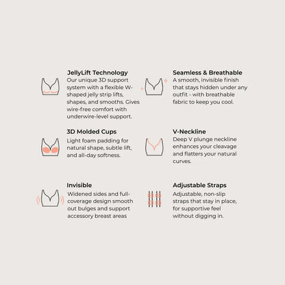 Wireless Support & Lift V-Neck Mesh Bra